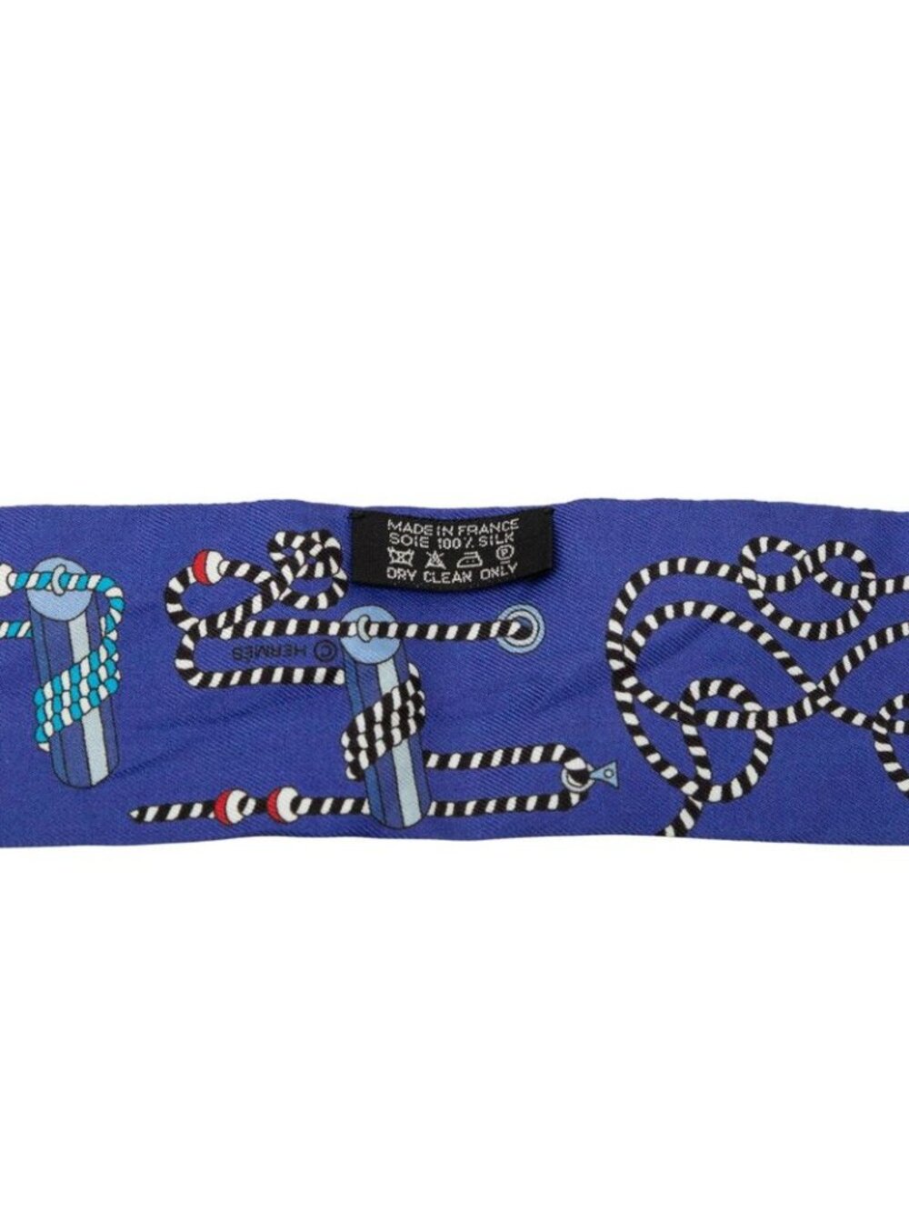 Hermes Twilly Cordages Scarf Blue Silk - Picture 4 of 5